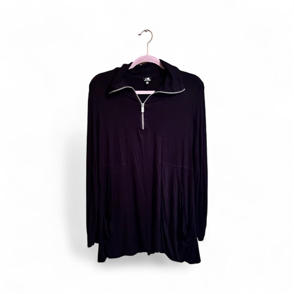 Cable & Gauge Black Zip-Up Top